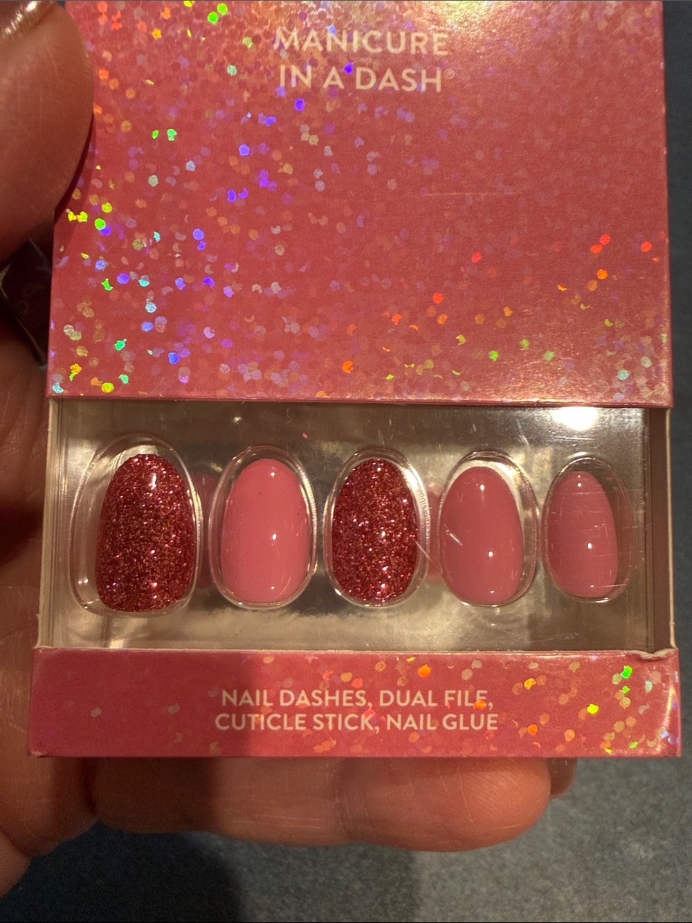 Red Aspen Pink Glitter Press-On Nails — Ready-to-Wear Manicure - Picture 3 of 3